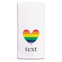 Rainbow Heart Personalized Tea Towel