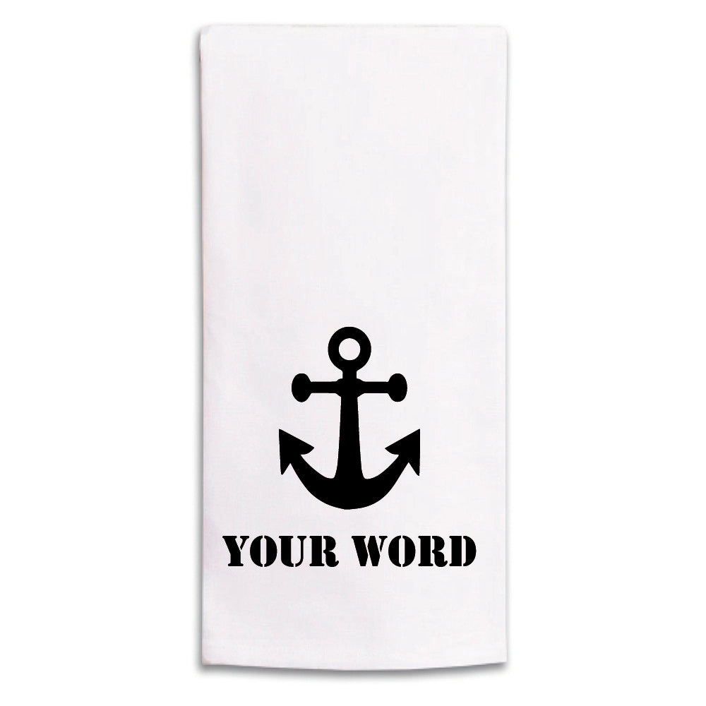 Anchor One Line Text Personalized Tea Towel