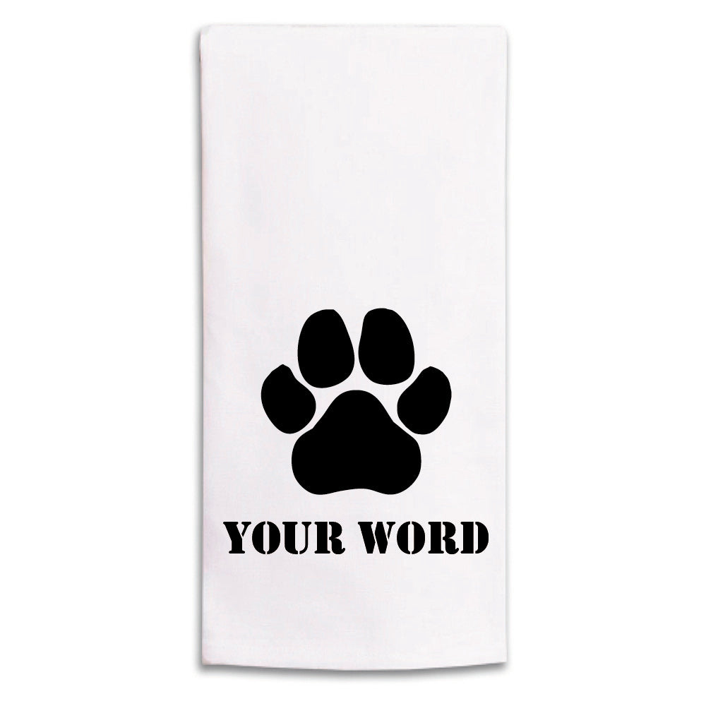 Paw Print One Line Text Personalized Tea Towel
