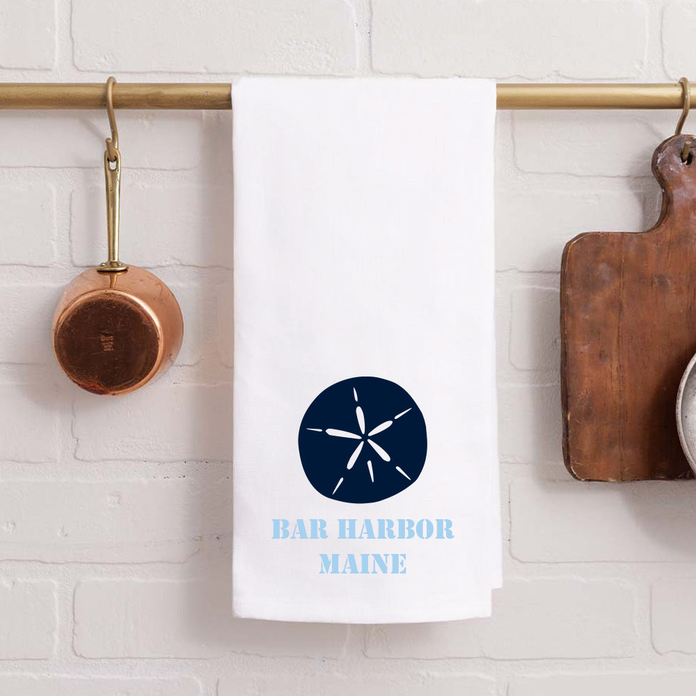 Personalized Sand Dollar Two Line Text Tea Towel