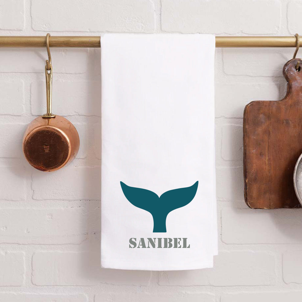 Personalized Whale Tail One Line Text Tea Towel