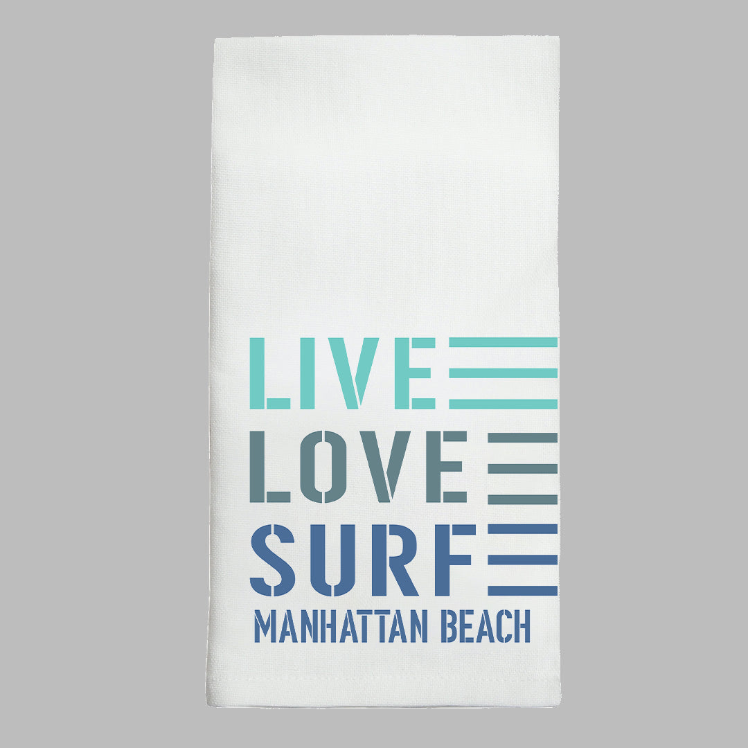 Live Love Surf Personalized Tea Towel