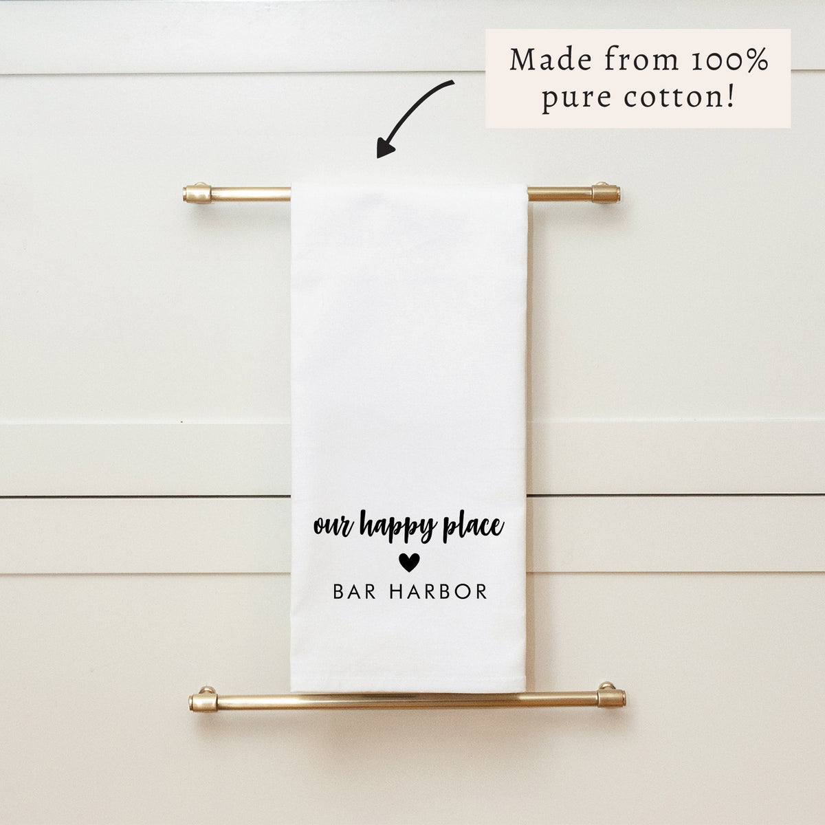 Our Happy Place Personalized Tea Towel