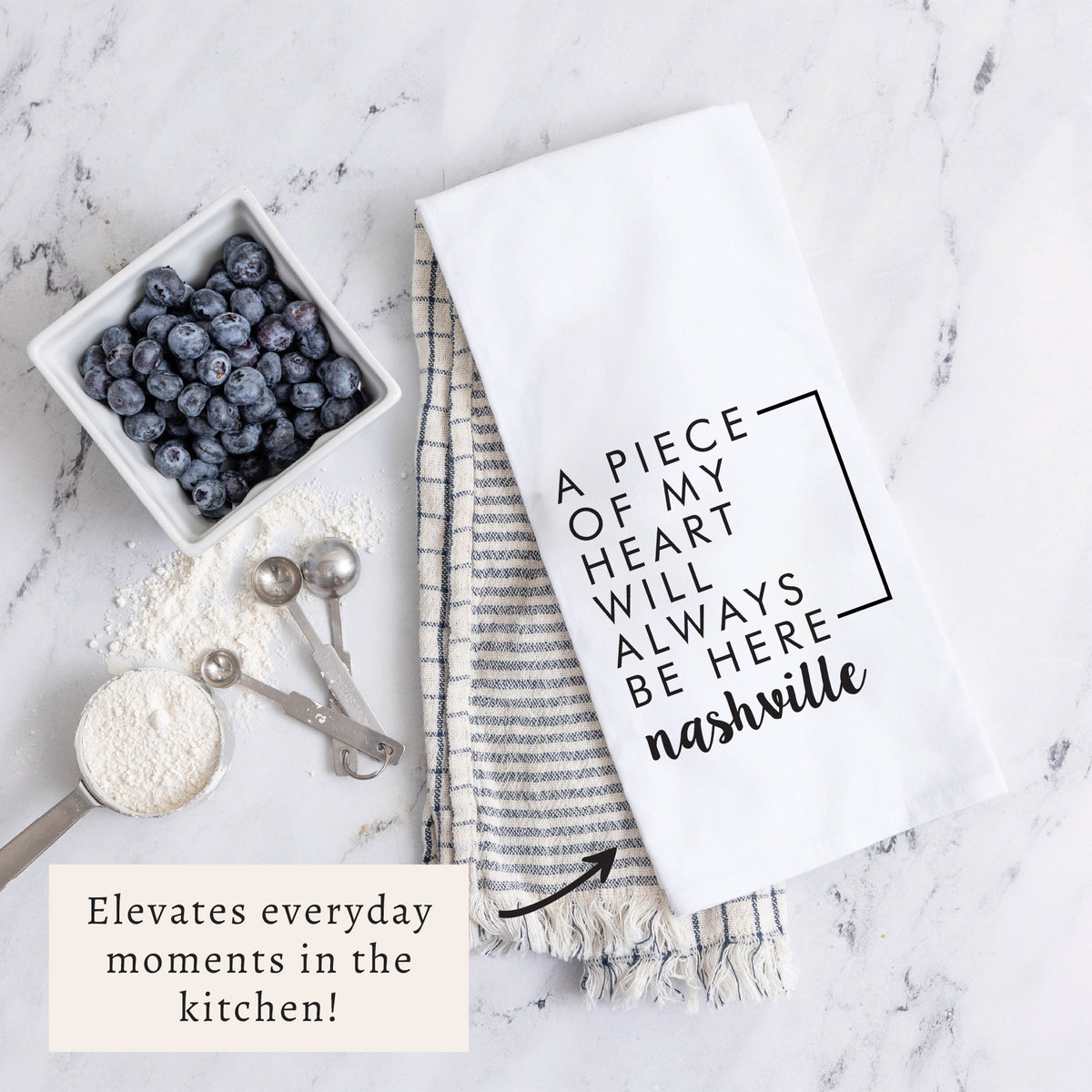 My Heart Will Always Be Here Personalized Tea Towel