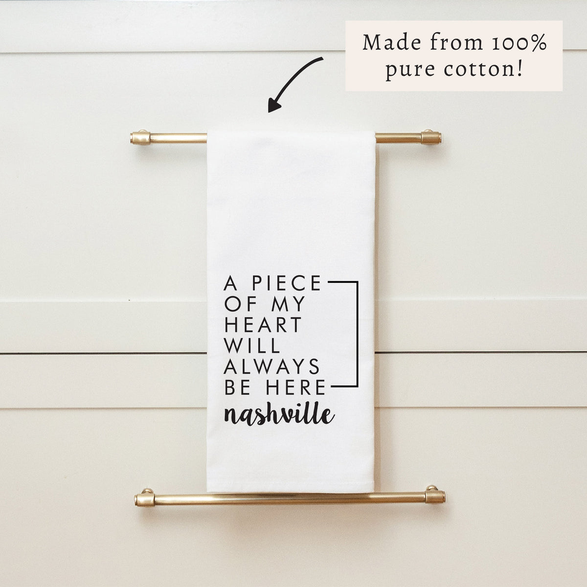 My Heart Will Always Be Here Personalized Tea Towel