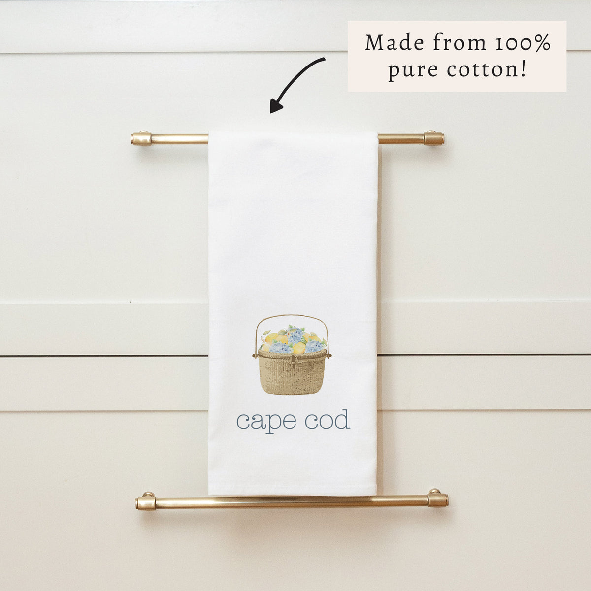Hydrangea Lemon Basket Personalized Tea Towel