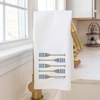 Striped Oars Personalized Tea Towel