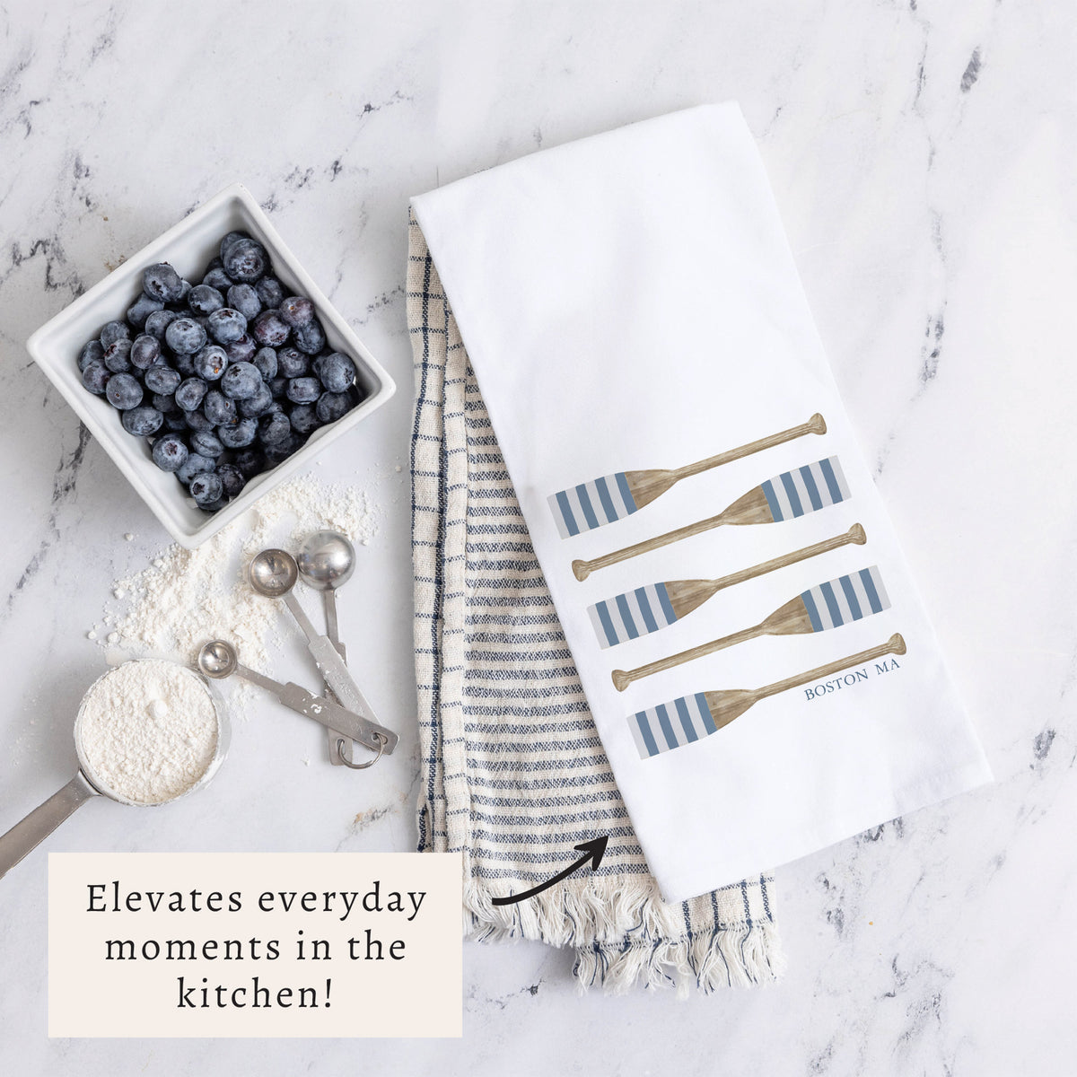 Striped Oars Personalized Tea Towel
