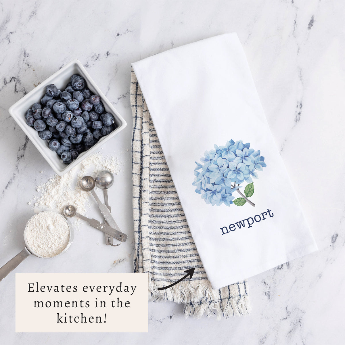 Blooming Hydrangea Personalized Tea Towel