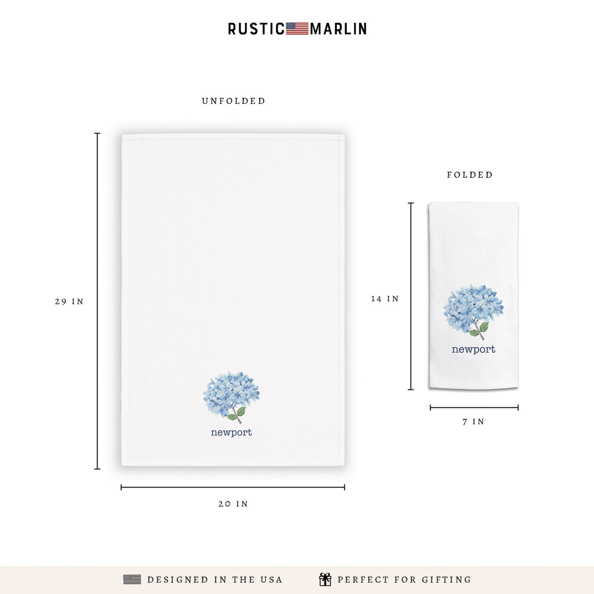 Blooming Hydrangea Personalized Tea Towel