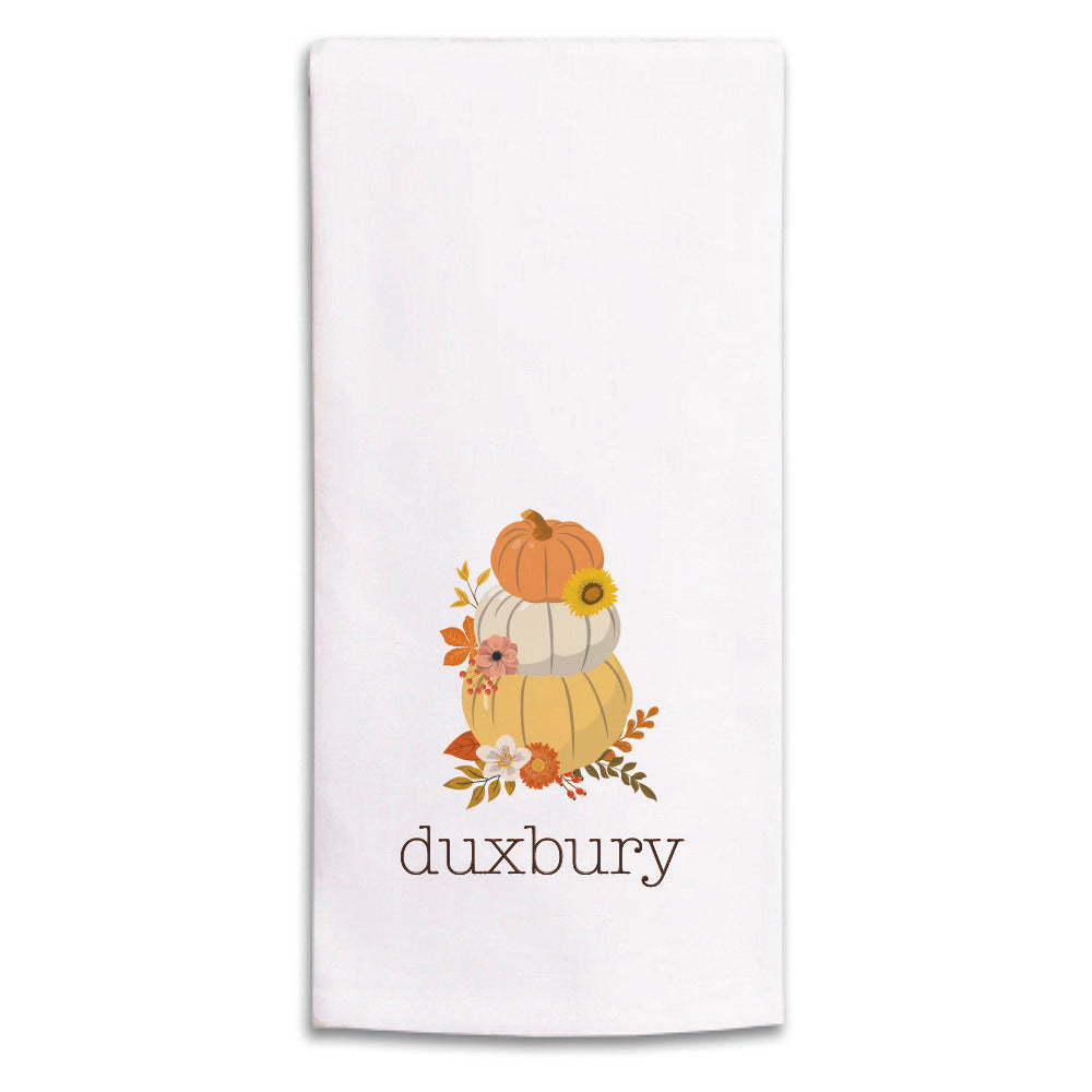 Stacked Muted Pastel Pumpkins Personalized Tea Towel