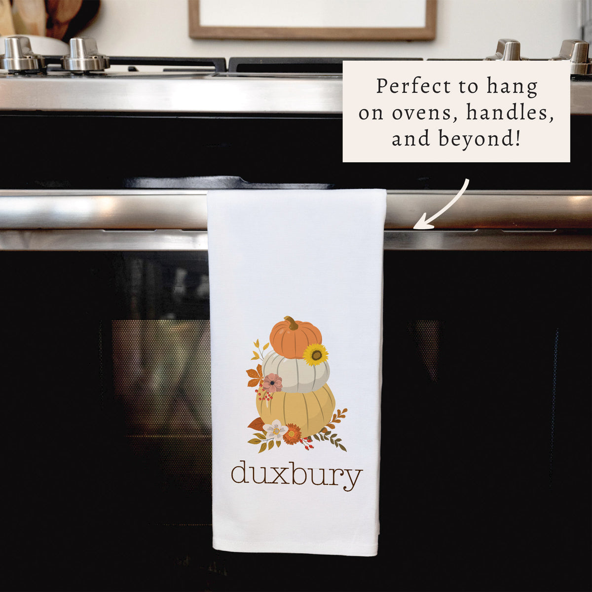 Harvest Pumpkins Personalized Tea Towel