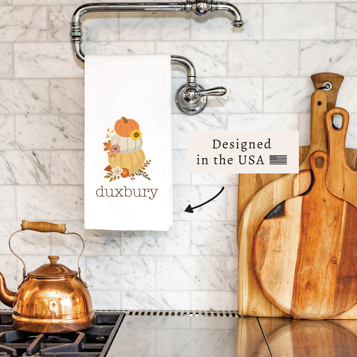 Harvest Pumpkins Personalized Tea Towel