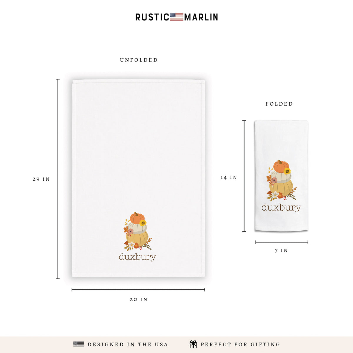 Harvest Pumpkins Personalized Tea Towel