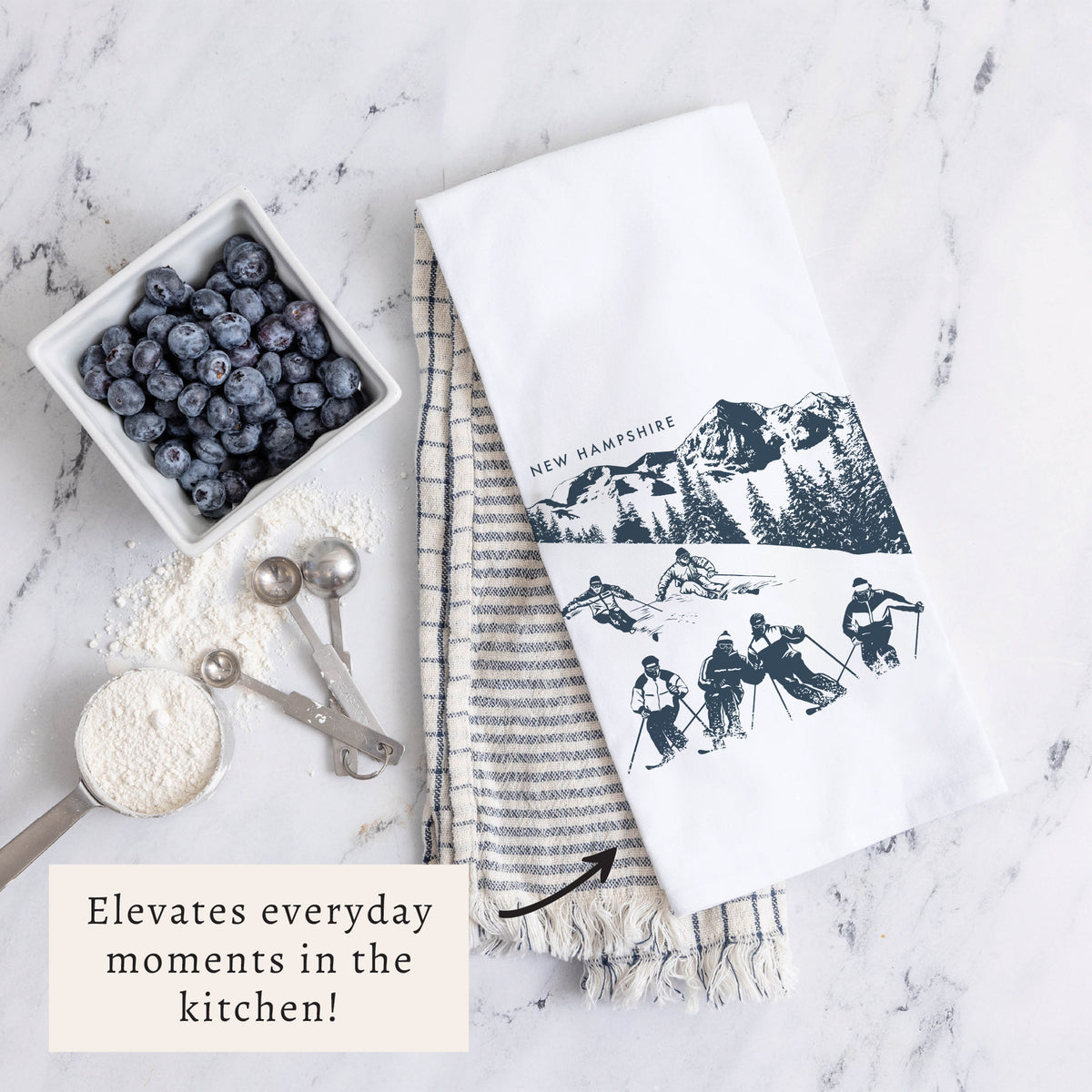 Retro Ski Run Personalized Tea Towel