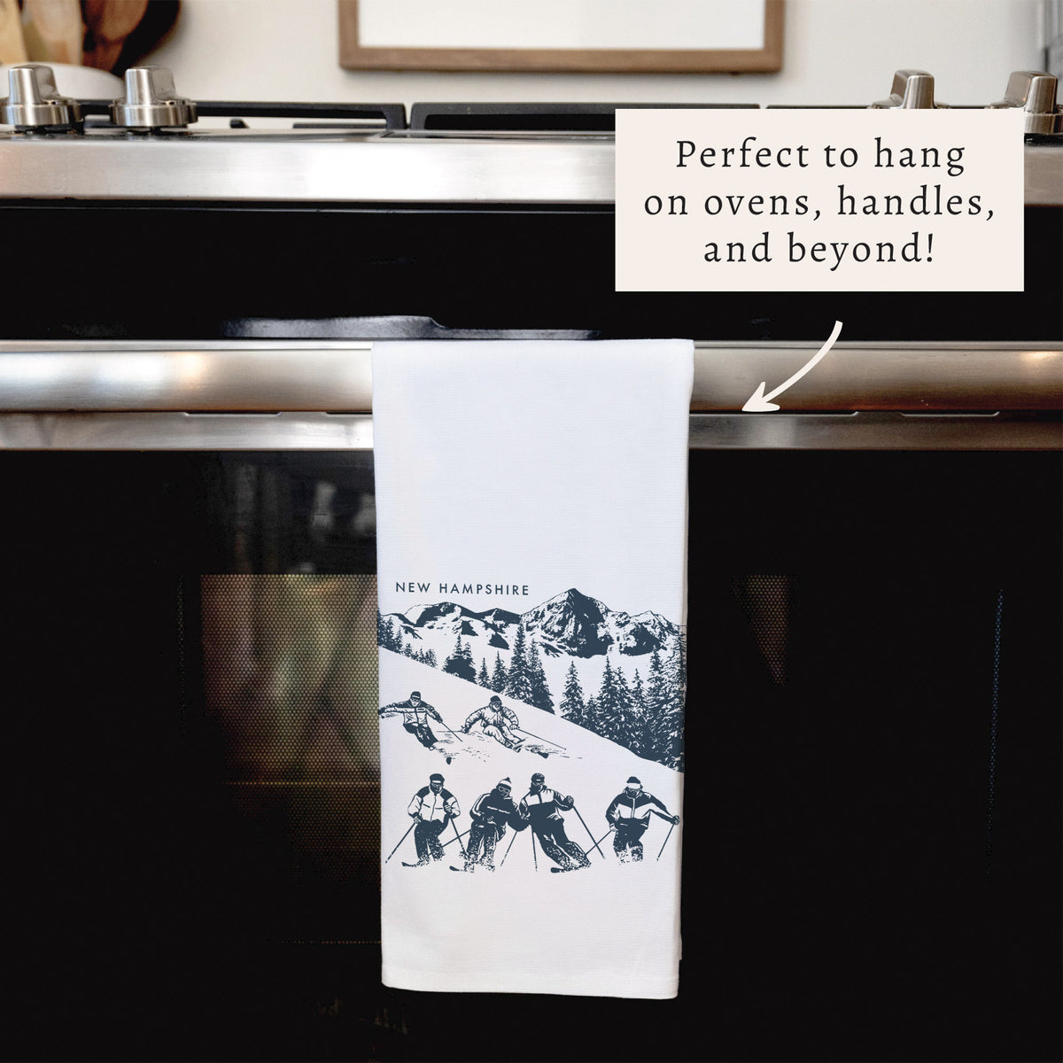 Retro Ski Run Personalized Tea Towel
