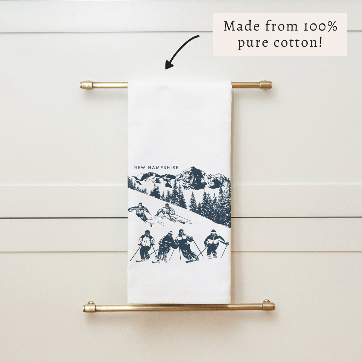 Retro Ski Run Personalized Tea Towel