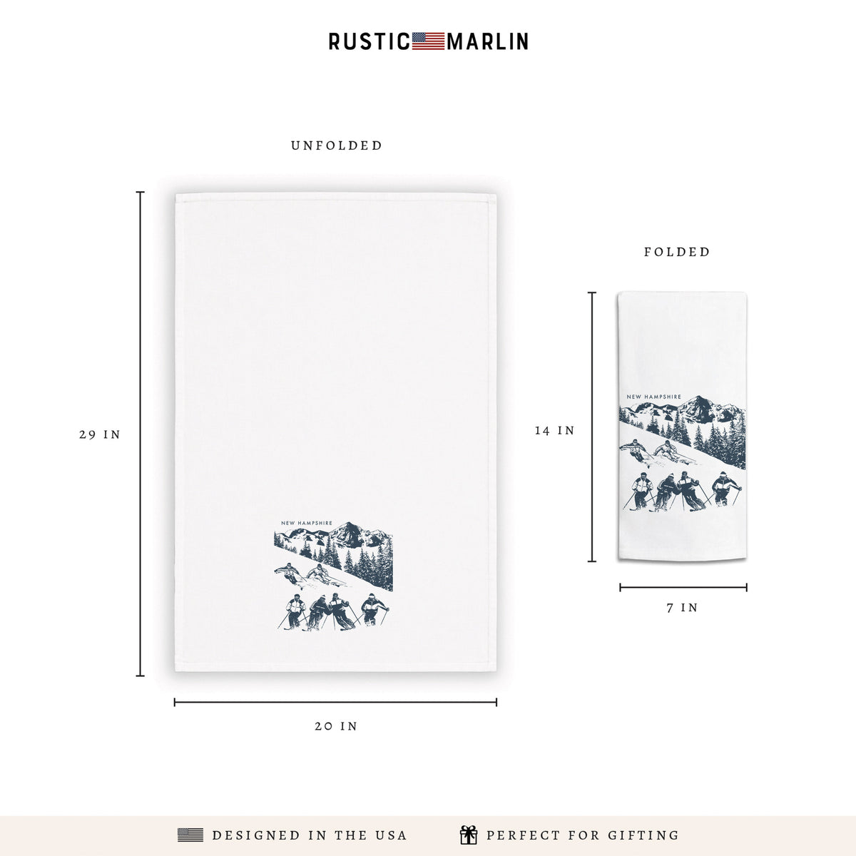 Retro Ski Run Personalized Tea Towel