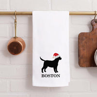 Santa Dog Personalized Tea Towel