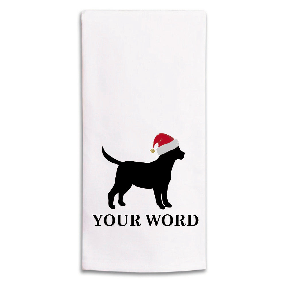 Santa Dog Personalized Tea Towel