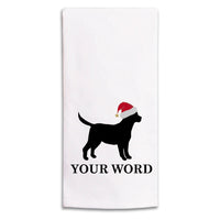 Santa Dog Personalized Tea Towel