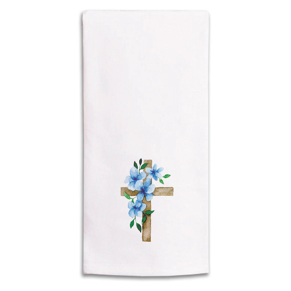 Morning Glory Floral Cross Tea Towel