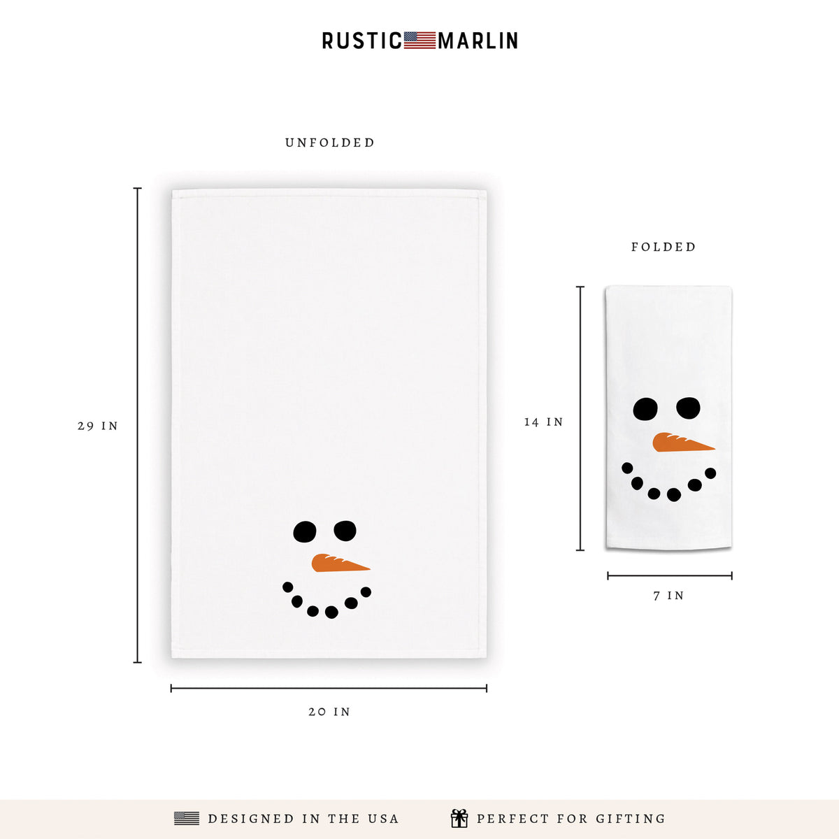 Snowman Face Tea Towel