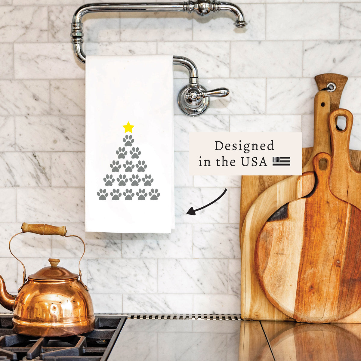 Paw Print Tree Tea Towel