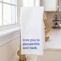 Love To Gainesville And Back Dark Blue Tea Towel