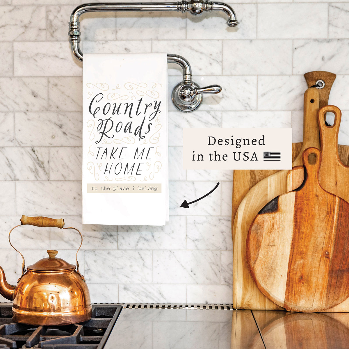 Country Roads Take Me Home Tea Towel