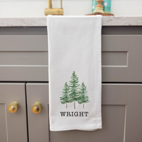 Watercolor Trees Personalized Tea Towel