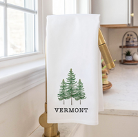 Watercolor Trees Personalized Tea Towel