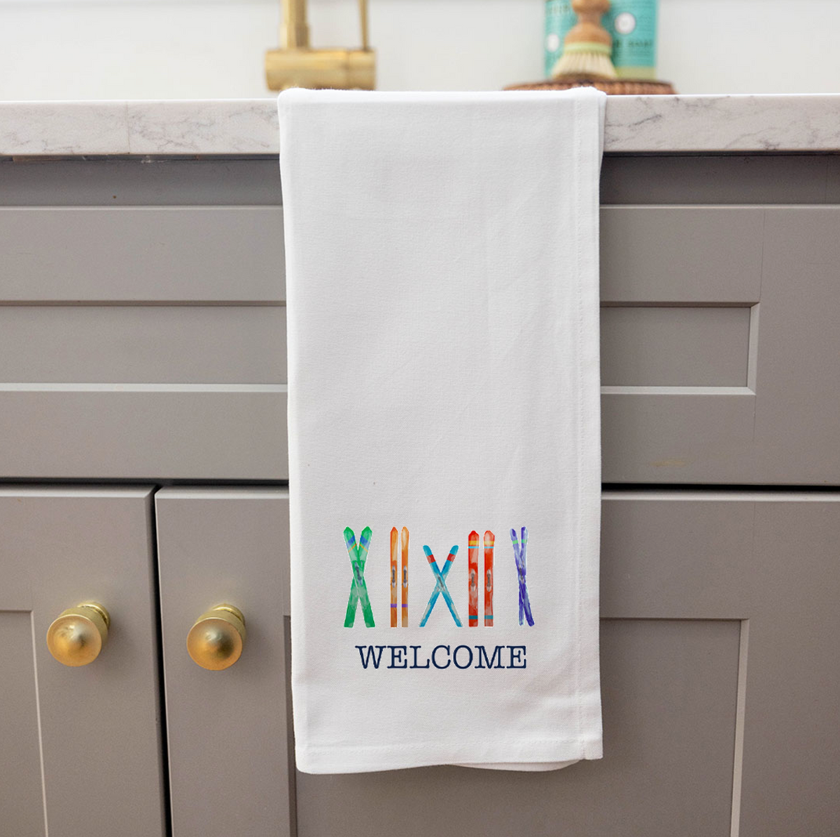Multi Skis Personalized Tea Towel