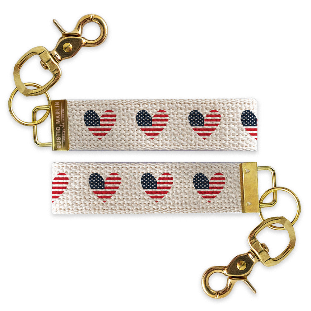 American Flag Heart Keychain