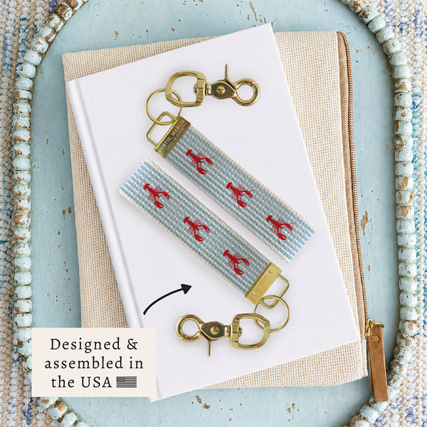Lobster Blue Stripe Keychain