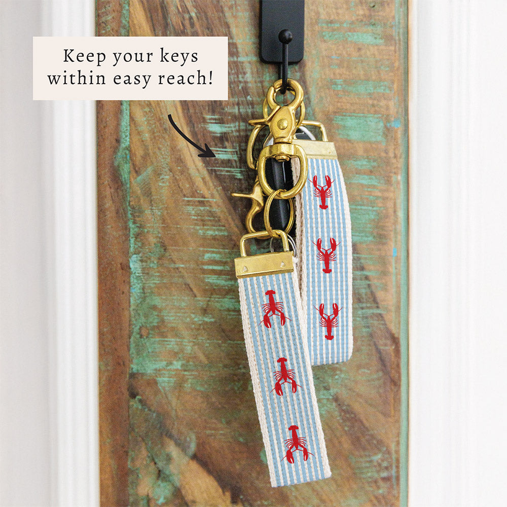 Lobster Blue Stripe Keychain