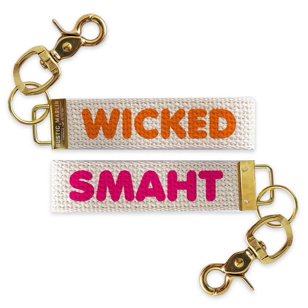 Boston Wicked Smaht Orange And Pink Keychain