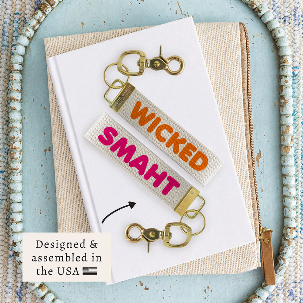 Boston Wicked Smaht Orange And Pink Keychain
