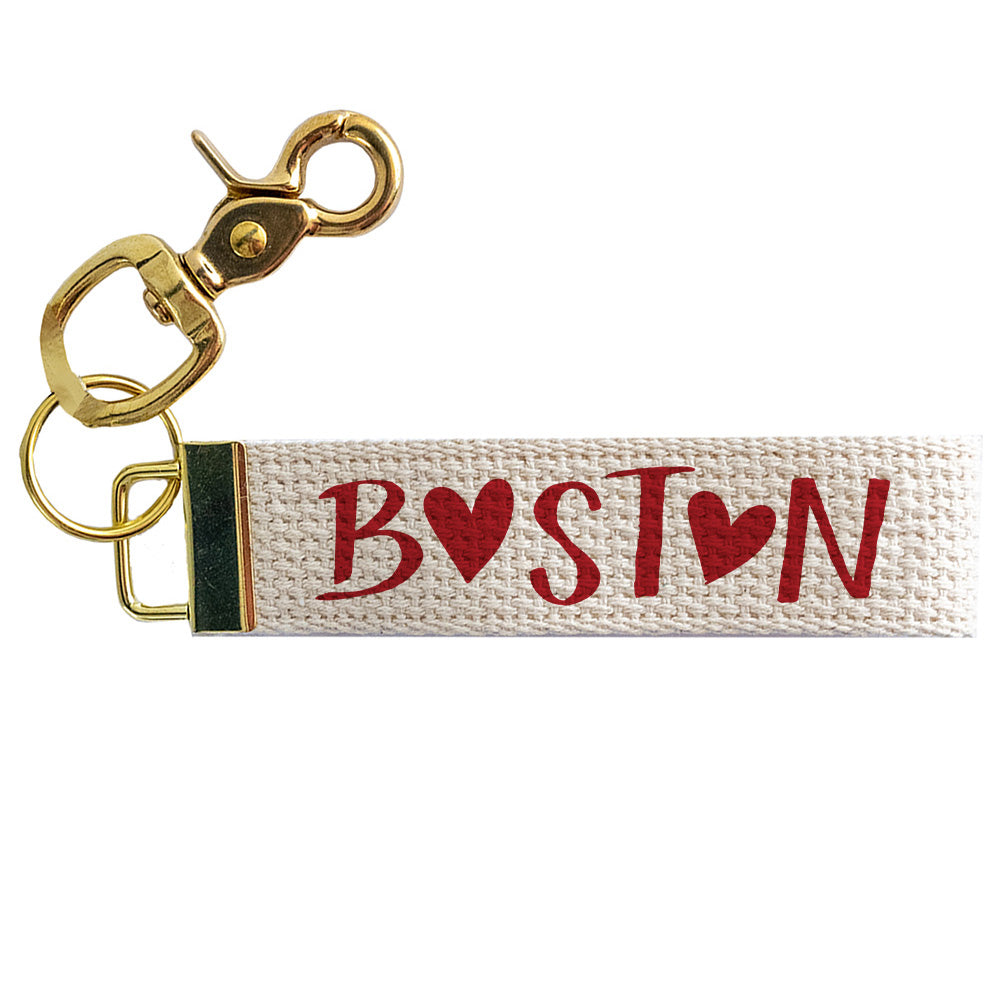 Red Boston Heart Keychain