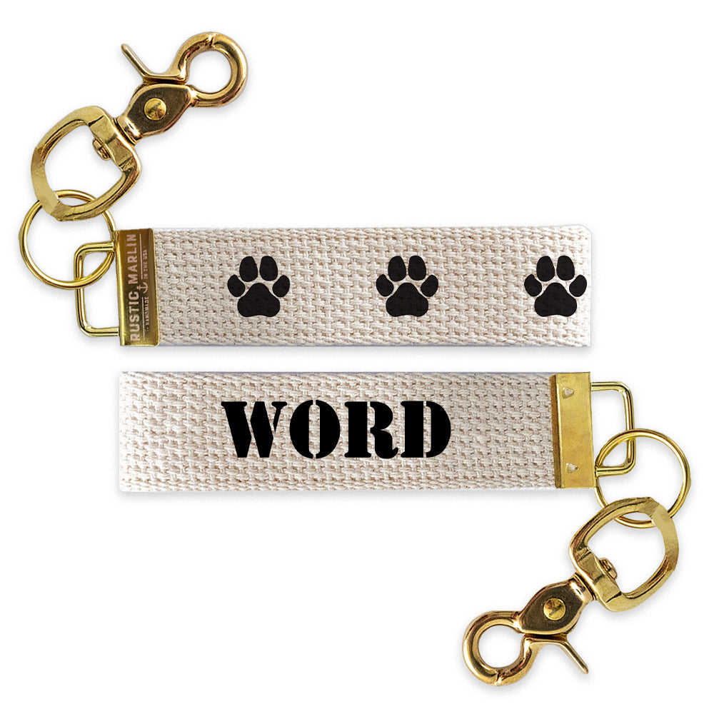 Paw Print Black Personalized Keychain