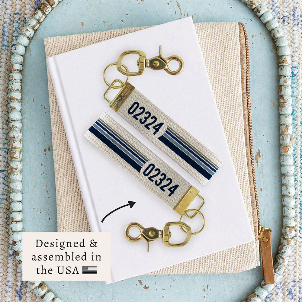 Zip Code Stripes Personalized Keychain