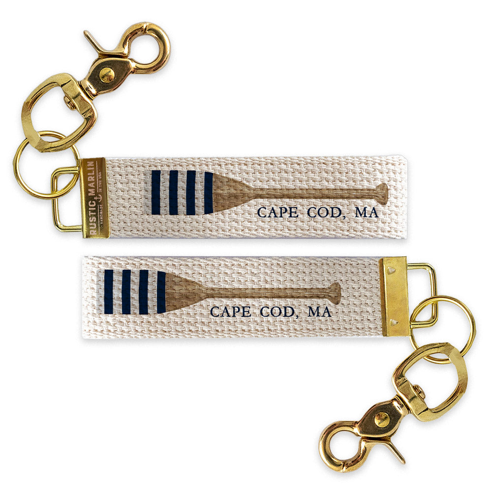 Striped Oar Personalized Keychain