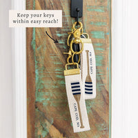 Striped Oar Personalized Keychain