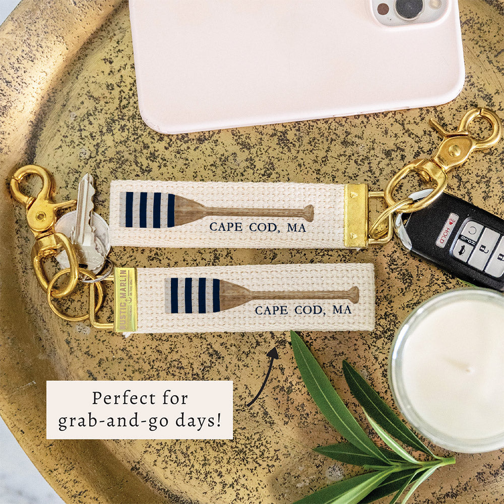 Striped Oar Personalized Keychain