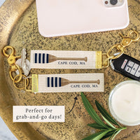 Striped Oar Personalized Keychain