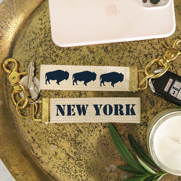 Your Word Navy Buffalo Icon Personalized Keychain