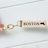 Your Word State Silhouette Personalized Keychain
