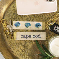 Triple Endless Summer Hydrangea Personalized  Keychain