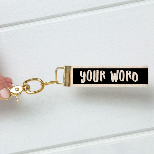 Pick Your Word Light Blue Background Keychain