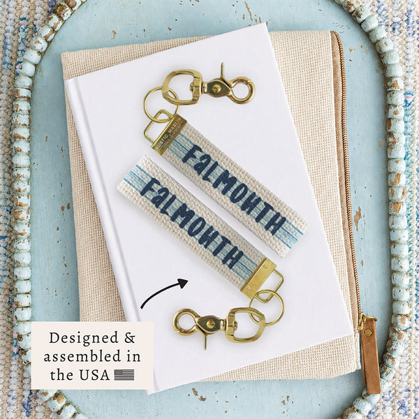 Blue Stripe Personalized Keychain